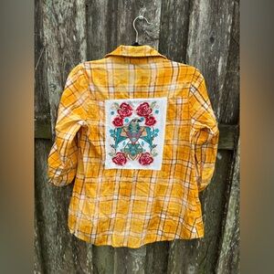 Savanna Jane Embroidered Plaid Shirt Women’s Small Western Boho Button Up